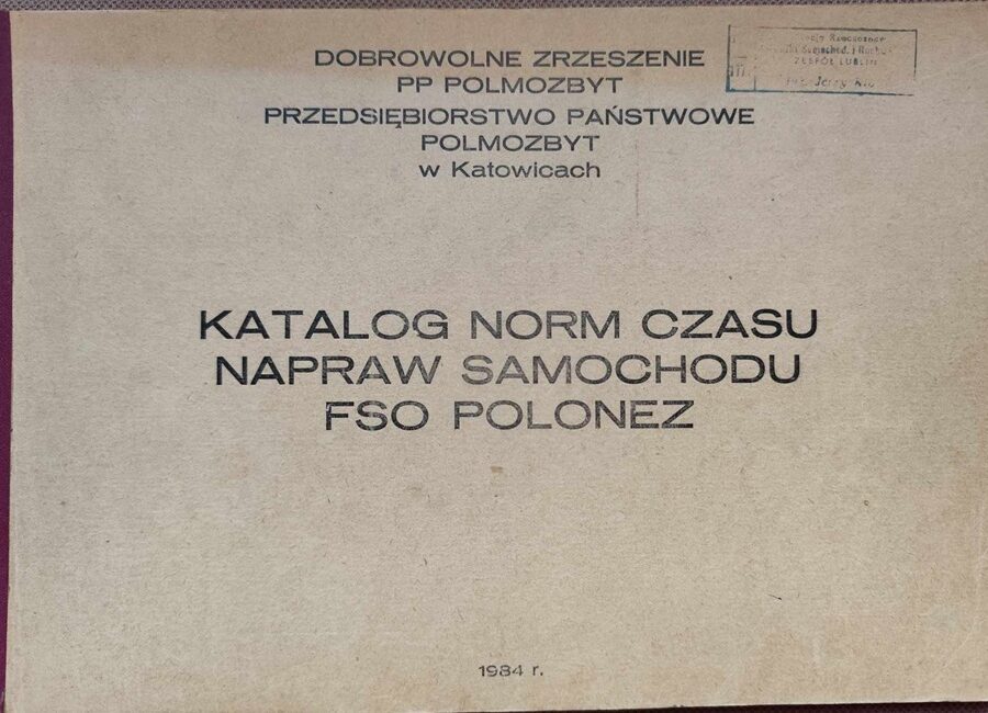 FSO Polonez- Katalog norm czasu napraw 1984