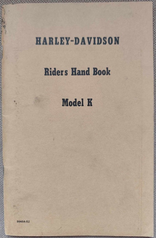 Harley Davidson - Model K instrukcja obsługi 1969