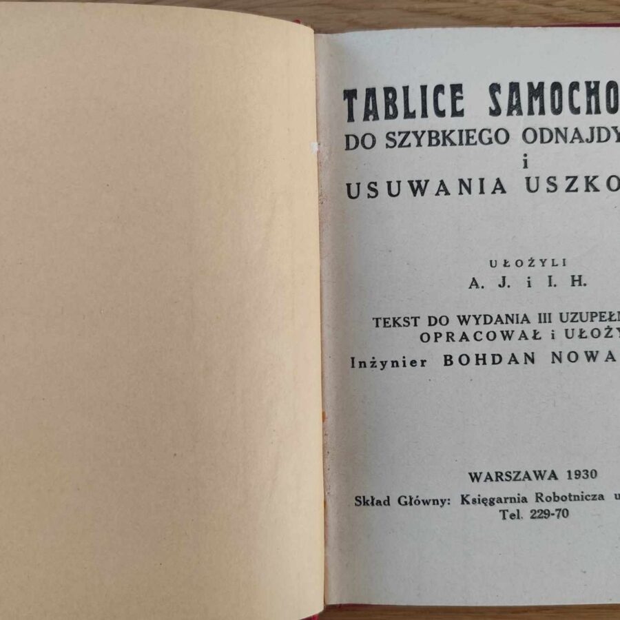 Tablice samochodowe do szybkiego odnajdywania i usuwania uszkodzeń 1930