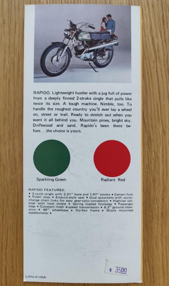 Harley Davidson - Rapido 125cc Broszura 1971 - obrazek 3