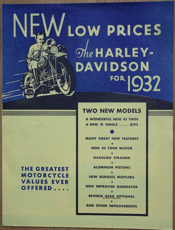 Harley Davidson 1932 - Prospekt Reprint
