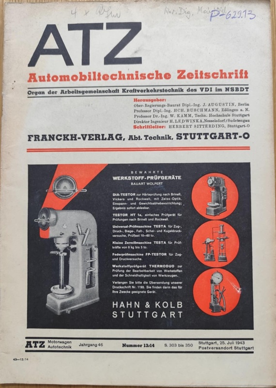 ATZ - Automobiltechnische Zeitschrift 1943 Nr.13/14