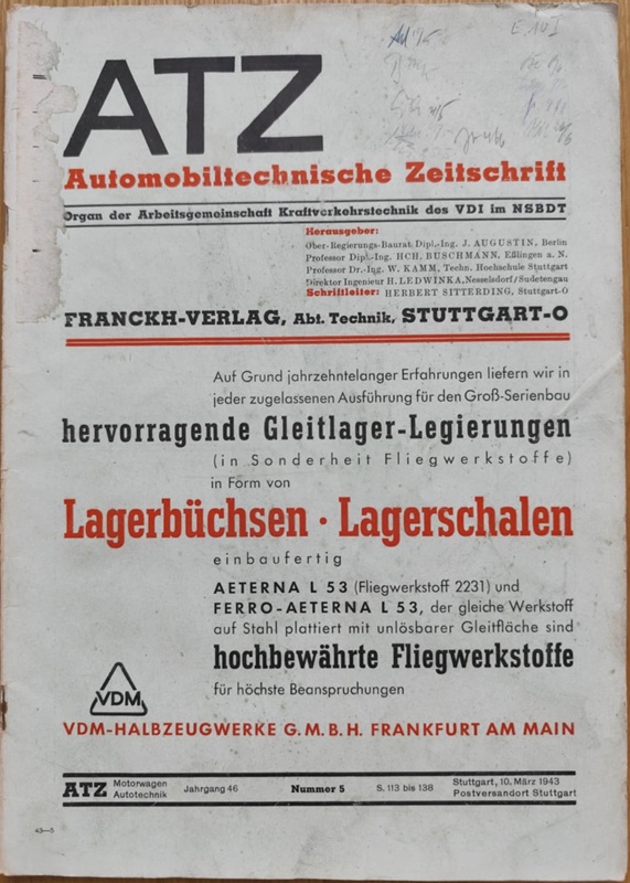ATZ- Automobiltechnische Zeitschrift 1943 Nr.5
