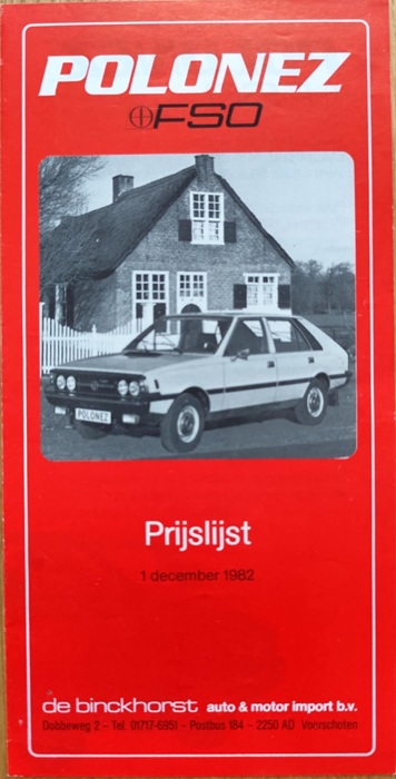FSO Polonez - cennik 1982