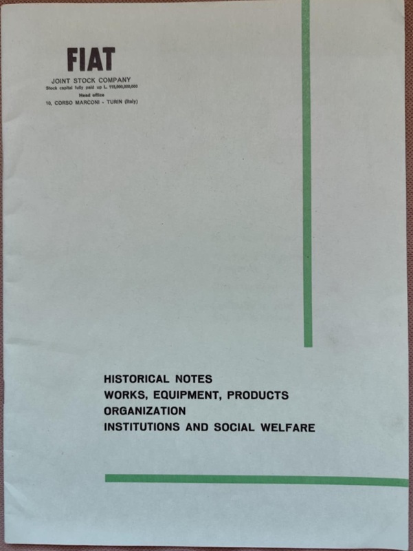 Fiat - Historical Notes and Company Organization 1961
