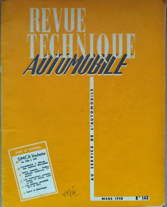 Revue Technique Automobile - Simca Vedette - Rok 1958