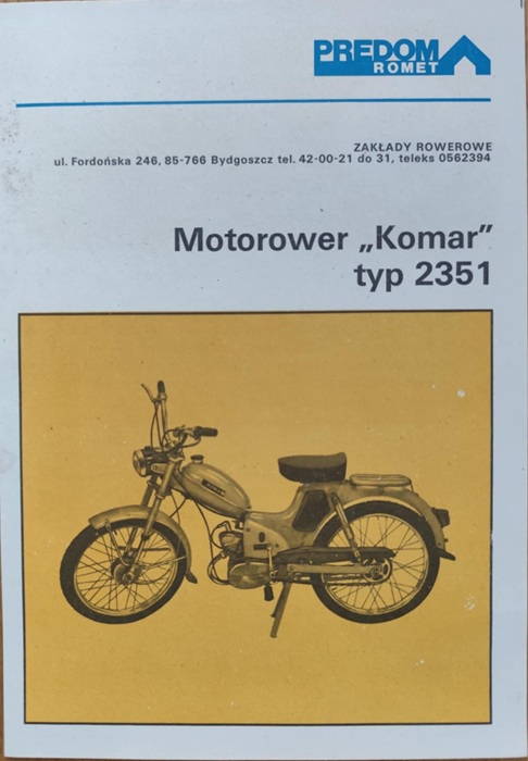 Romet - Ulotka motorower Komar typ 2351