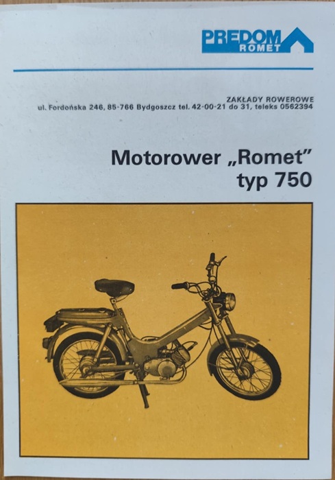 Romet - Ulotka motorower Romet typ 750