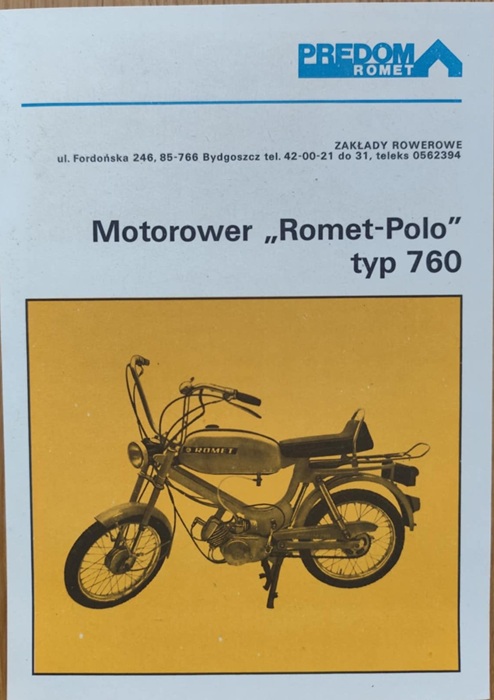 Romet - Ulotka motorower Romet Polo typ 760