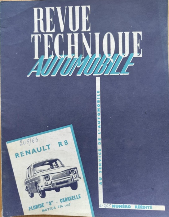 Revue Technique Automobile - Renault R8 - 1963