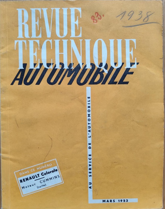 Revue Technique Automobile - Renault Colorale - 1953