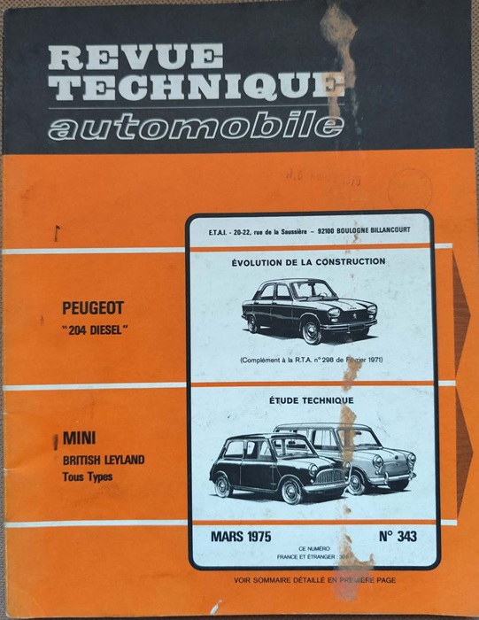 Revue Technique Automobile Nr. 343 - Peugeot 024 Diesel, Mini