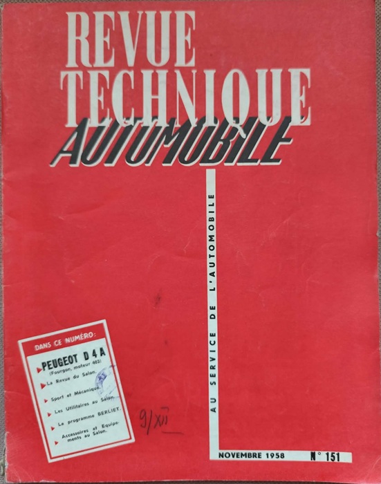 Revue Technique Automobile Nr. 151 - Peugeot D4A