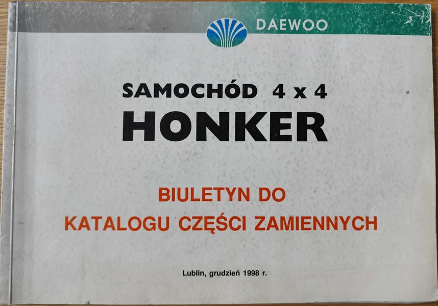 Daewoo Honker 4x4 - Biuletyn do katalogu części zamiennych