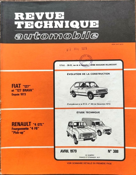 Fiat 127, Renault 4 GTL - Revue Technique Automobile 338