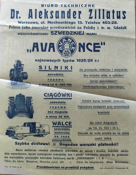 Avance - Silniki, ciągówki, walce - 1925