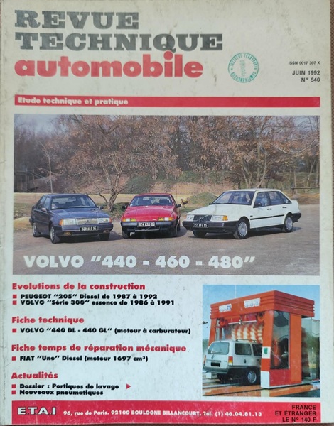 Volvo 440 460 480 - Revue Technique Automobile nr 540 - 1992