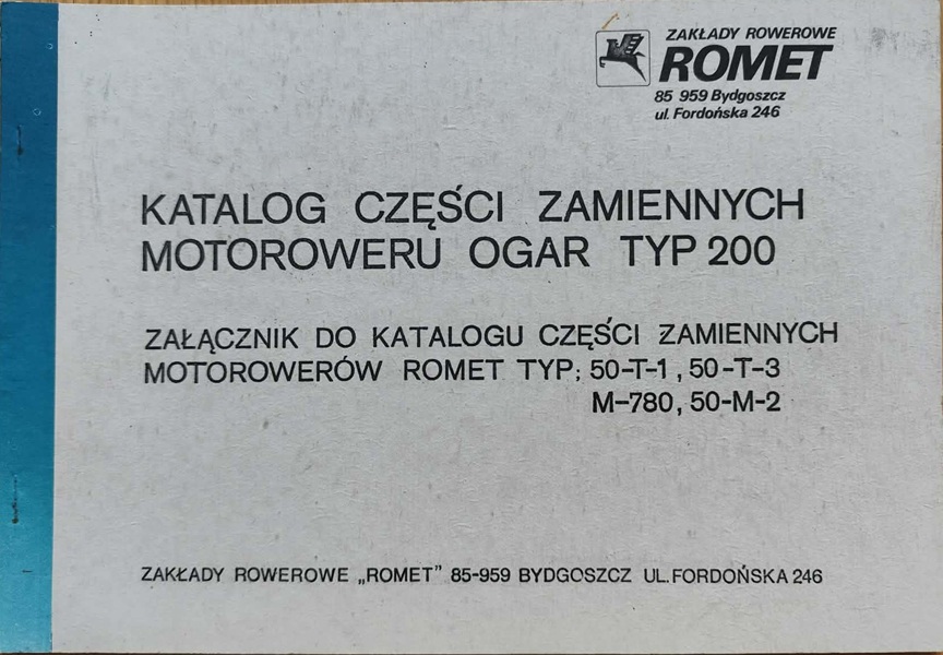 Romet - Katalog części zamiennych motoroweru Ogar Typ 200
